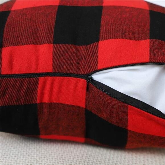 4TH Emotion Set of 2 Christmas Buffalo Check Plaid Throw Pillow Covers Cushion - Picture 4 of 7